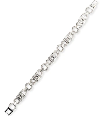 Lauren Ralph Lauren Silver Tone Crystal Baguette Flex Line Bracelet