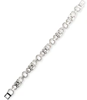 Lauren Ralph Lauren Silver Tone Crystal Baguette Flex Line Bracelet