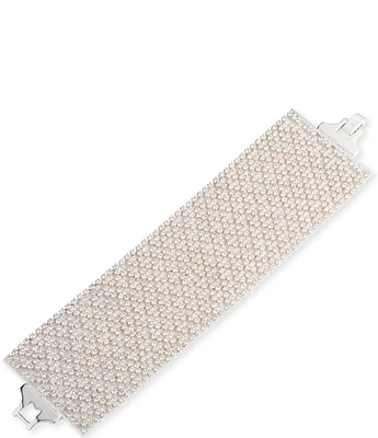 Lauren Ralph Lauren Silver Tone Crystal CZ Mesh Line Bracelet