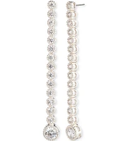 Lauren Ralph Lauren Silver Tone Crystal Tennis Linear Earrings