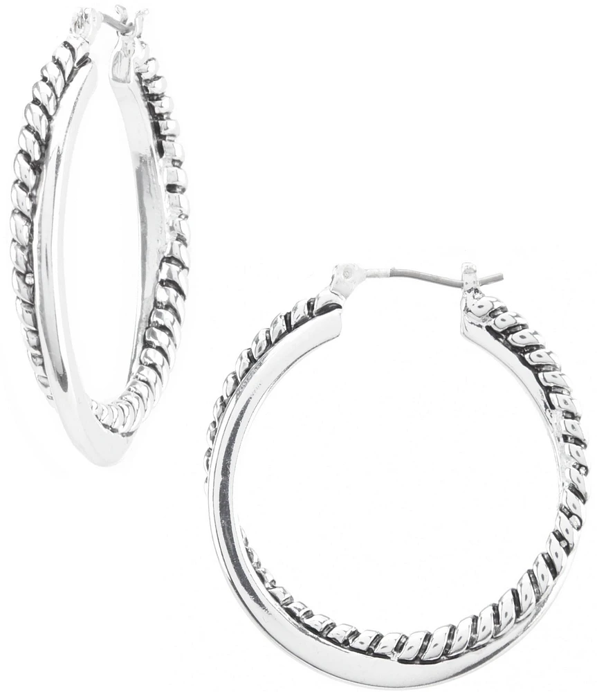 Lauren Ralph Lauren Silver Twisted Hoop Earrings