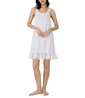 Lauren Ralph Lauren Sleeveless Eyelet Ruffle Button Neck Woven Nightgown