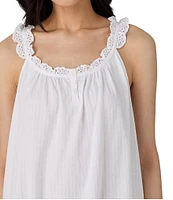 Lauren Ralph Lauren Sleeveless Eyelet Ruffle Button Neck Woven Nightgown
