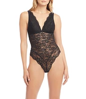 Lauren Ralph Lauren Sleeveless Plunge Sequin Lace Lightly Lined Bodysuit