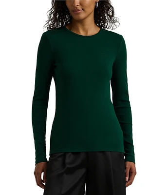 Lauren Ralph Lauren Soft Stretch Knit Crew Neck Long Sleeve Slim Fit Tee