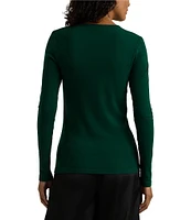 Lauren Ralph Lauren Soft Stretch Knit Crew Neck Long Sleeve Slim Fit Tee