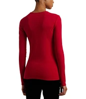 Lauren Ralph Lauren Soft Stretch Knit Crew Neck Long Sleeve Slim Fit Tee