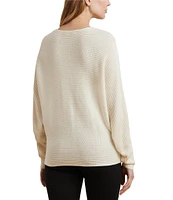 Lauren Ralph Lauren Soft Texture Rib-Knit V-Neck Long Dolman Sleeve Sweater