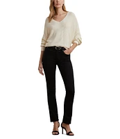 Lauren Ralph Lauren Soft Texture Rib-Knit V-Neck Long Dolman Sleeve Sweater