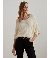 Lauren Ralph Lauren Soft Texture Rib-Knit V-Neck Long Dolman Sleeve Sweater