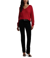 Lauren Ralph Lauren Soft Texture Rib-Knit V-Neck Long Dolman Sleeve Sweater