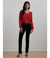 Lauren Ralph Lauren Soft Texture Rib-Knit V-Neck Long Dolman Sleeve Sweater