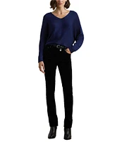 Lauren Ralph Lauren Soft Texture Rib-Knit V-Neck Long Dolman Sleeve Sweater