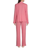 Lauren Ralph Lauren Solid Long Sleeve Notch Collar Long Pant Jersey Knit Pajama Set