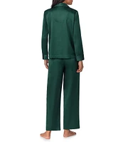 Lauren Ralph Lauren Solid Satin Long Sleeve Notch Collar Long Pant Pajama Set