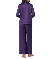 Lauren Ralph Lauren Solid Satin Long Sleeve Notch Collar Long Pant Pajama Set