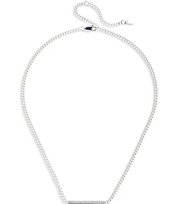 Lauren Ralph Lauren Sterling Silver Logo Linear Bar Collar Necklace