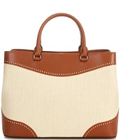 Lauren Ralph Lauren Straw & Leather Large Marcy Satchel Bag