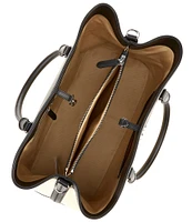 Lauren Ralph Lauren Straw & Leather Large Marcy Satchel Bag