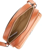Lauren Ralph Lauren Straw & Leather Medium Marcy Camera Bag