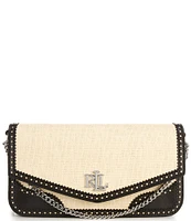 Lauren Ralph Lauren Straw & Leather Medium Sawyer Crossbody Bag