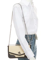 Lauren Ralph Lauren Straw & Leather Medium Sawyer Crossbody Bag