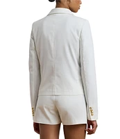 Lauren Ralph Lauren Stretch-Cotton Canvas Double Breasted Peak Lapel Gold Button Blazer