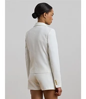 Lauren Ralph Lauren Stretch-Cotton Canvas Double Breasted Peak Lapel Gold Button Blazer