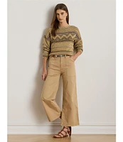 Lauren Ralph Lauren Stretch Cotton Chino Wide-Leg Cropped Pants