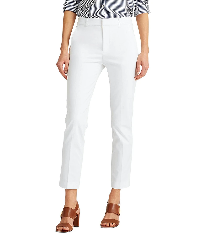 Lauren Ralph Lauren Stretch-Cotton Mid-Rise Skinny Leg Ankle Length Pants