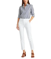 Lauren Ralph Lauren Stretch-Cotton Mid-Rise Skinny Leg Ankle Length Pants