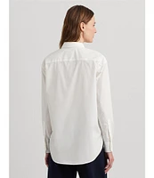 Lauren Ralph Lauren Stretch Cotton Point Collar Long Sleeve Embroidered Logo Shirt