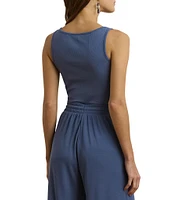 Lauren Ralph Lauren Stretch Cotton Scoop Neck Tank Top