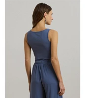 Lauren Ralph Lauren Stretch Cotton Scoop Neck Tank Top