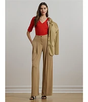 Lauren Ralph Lauren Stretch Cotton V-Neck Elbow Sleeve Fitted Tee