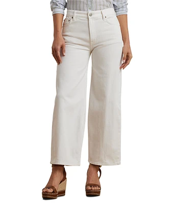 Lauren Ralph Lauren Stretch Denim High Rise Wide Leg Cropped Jeans