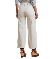 Lauren Ralph Lauren Stretch Denim High Rise Wide Leg Cropped Jeans