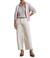 Lauren Ralph Lauren Stretch Denim High Rise Wide Leg Cropped Jeans