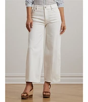 Lauren Ralph Lauren Stretch Denim High Rise Wide Leg Cropped Jeans