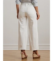 Lauren Ralph Lauren Stretch Denim High Rise Wide Leg Cropped Jeans