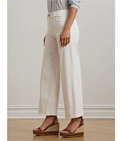 Lauren Ralph Lauren Stretch Denim High Rise Wide Leg Cropped Jeans