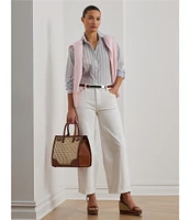 Lauren Ralph Lauren Stretch Denim High Rise Wide Leg Cropped Jeans