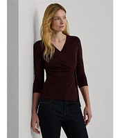 Lauren Ralph Lauren Stretch Jersey Faux-Wrap Ruched Top