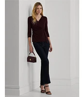 Lauren Ralph Lauren Stretch Jersey Faux-Wrap Ruched Top