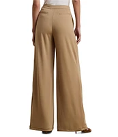 Lauren Ralph Lauren Stretch Jersey Pleated Wide Leg Mid Rise Pant