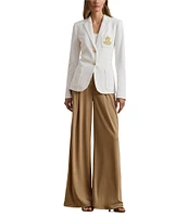 Lauren Ralph Lauren Stretch Jersey Pleated Wide Leg Mid Rise Pant