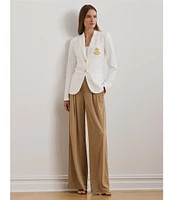 Lauren Ralph Lauren Stretch Jersey Pleated Wide Leg Mid Rise Pant