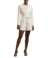 Lauren Ralph Lauren Stretch Peak Lapel Collar Long Sleeves Belted Double-Breasted Romper