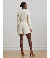 Lauren Ralph Lauren Stretch Peak Lapel Collar Long Sleeves Belted Double-Breasted Romper