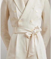 Lauren Ralph Lauren Stretch Peak Lapel Collar Long Sleeves Belted Double-Breasted Romper